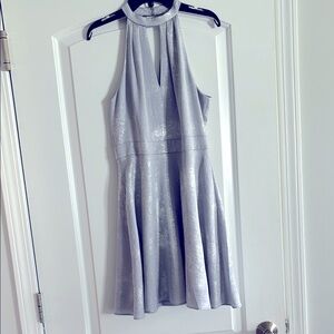 Elegant Silver Halter Dress With Express